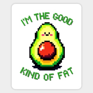 Pixelated Avocado: Retro 8-Bit Health Humor Magnet